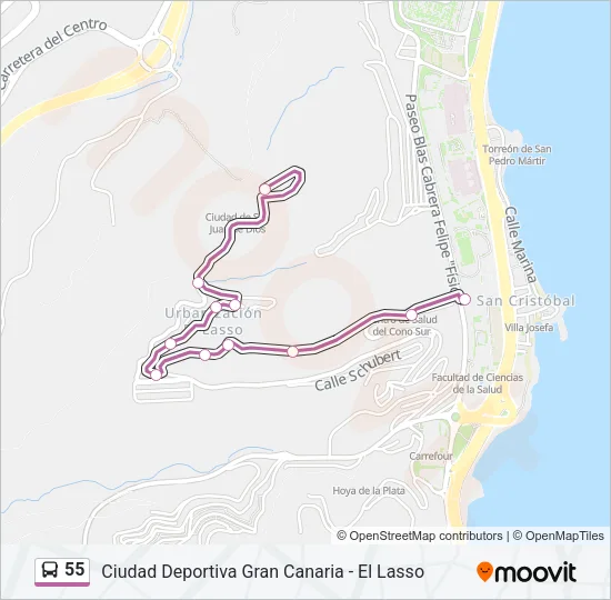 55 Bus Line Map