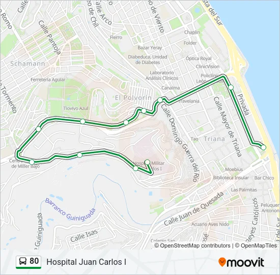 80 Bus Line Map