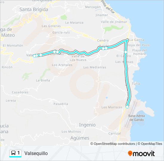 Mapa de 1 de autobús