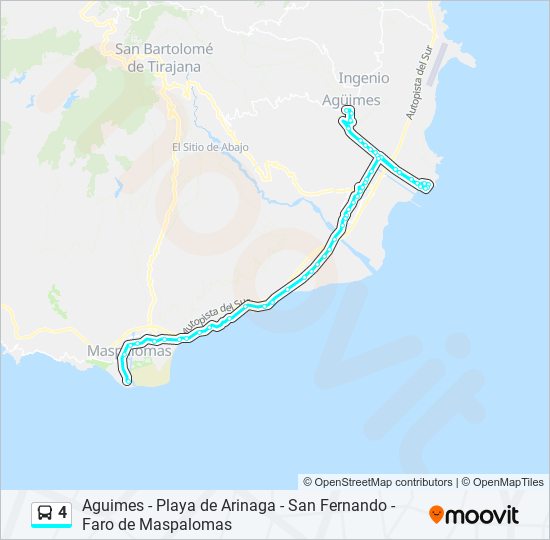 Mapa de 4 de autobús