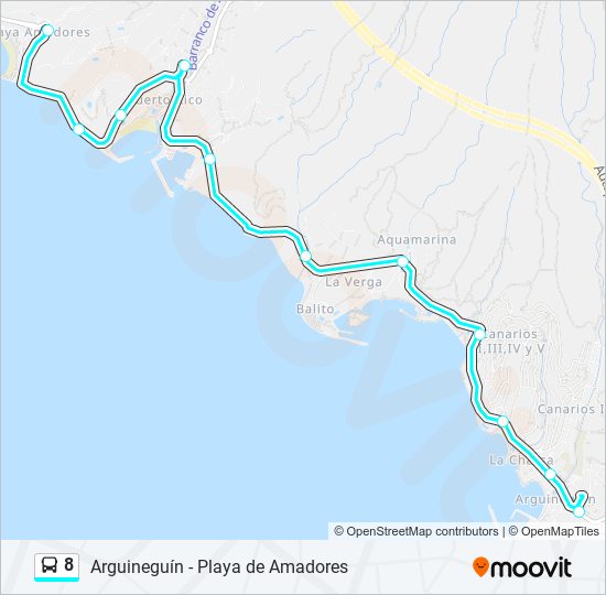 Mapa de 8 de autobús