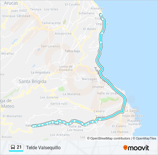 Mapa de 21 de autobús