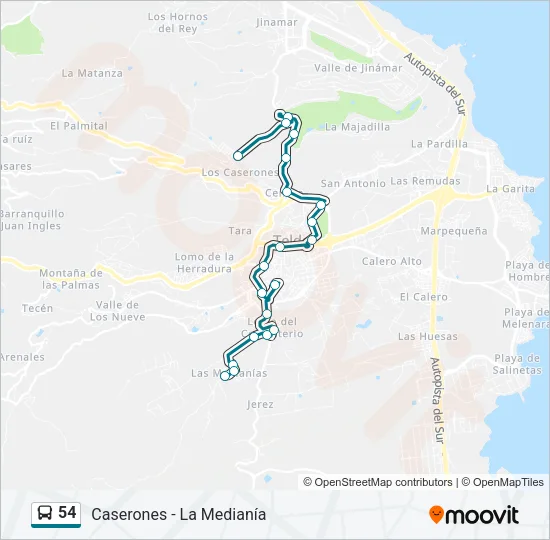 54 Bus Line Map