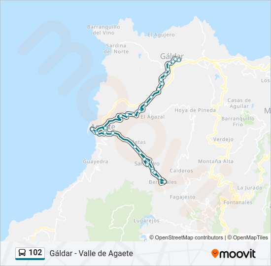 Mapa de 102 de autobús