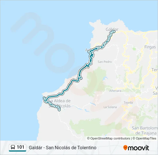 101 bus Mapa de línia