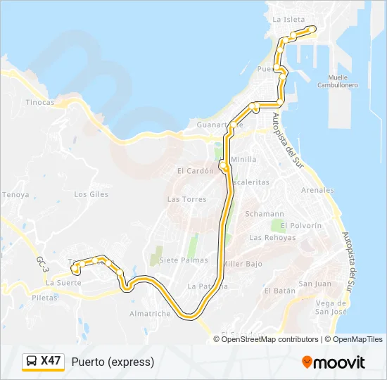 X47 Bus Line Map
