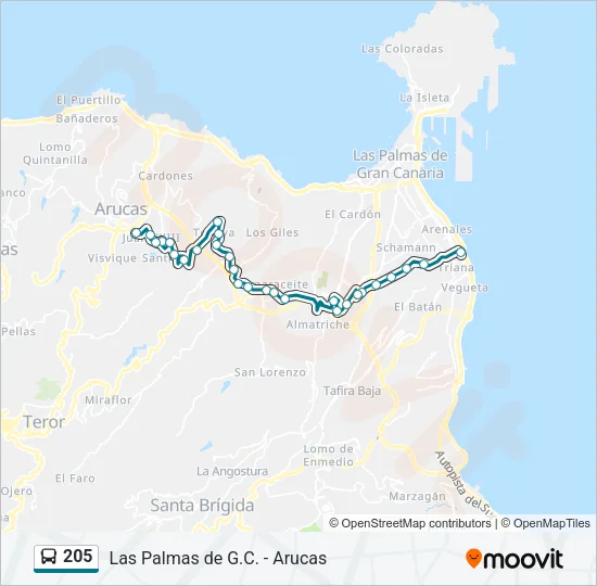 205 Bus Line Map