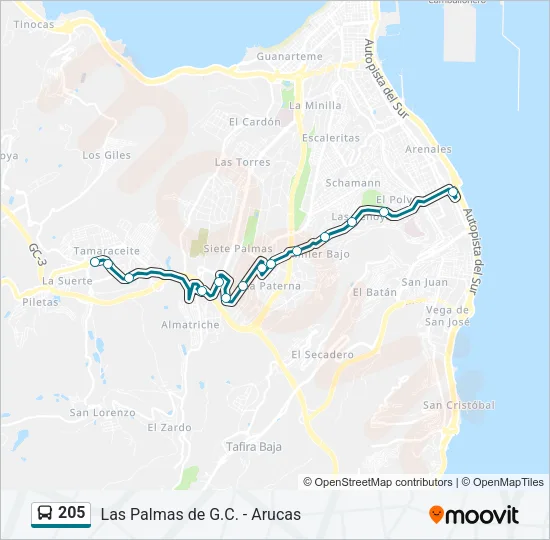 205 Bus Line Map