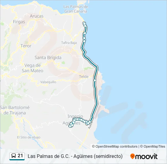21 Bus Line Map