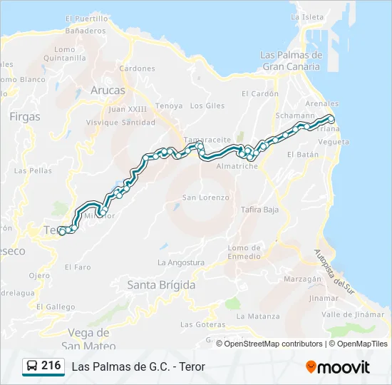 216 Bus Line Map
