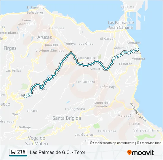 216 Bus Line Map