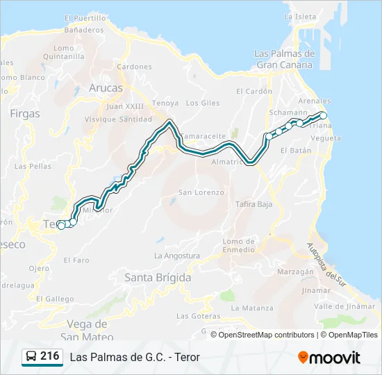 216 Bus Line Map
