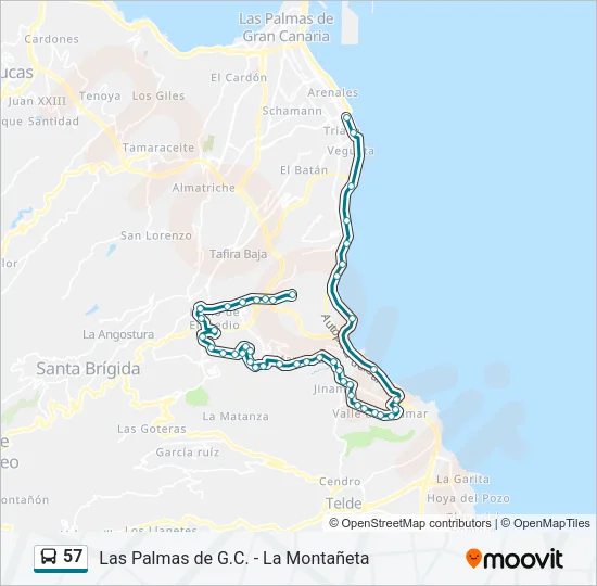 57 Bus Line Map