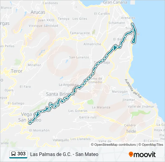 303 Bus Line Map