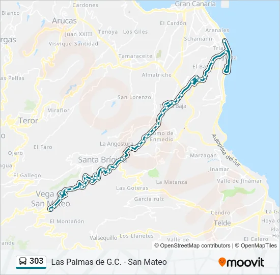 303 Bus Line Map