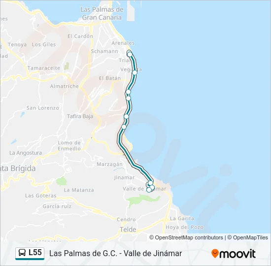 L55 Bus Line Map
