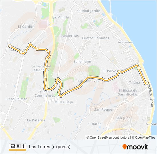 X11 Bus Line Map