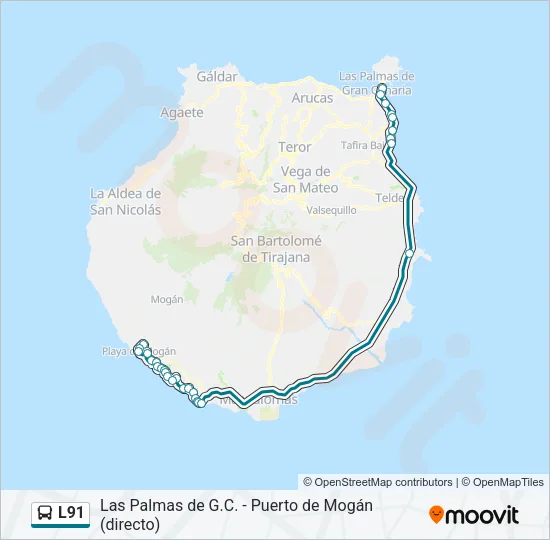 L91 Bus Line Map