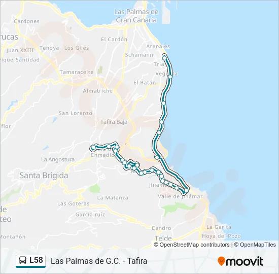 L58 Bus Line Map