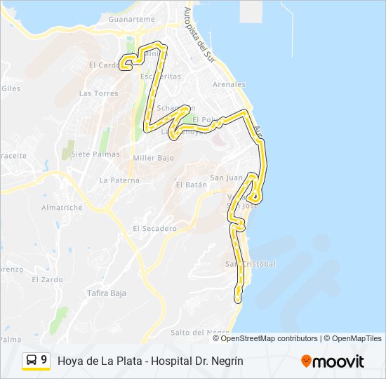 9 bus Mapa de línia