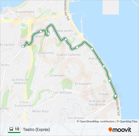 Mapa de 10 de autobús