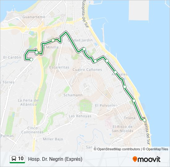 Mapa de 10 de autobús