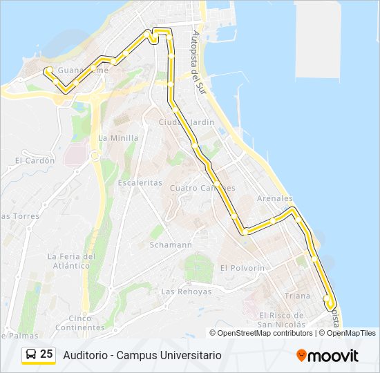 Mapa de 25 de autobús
