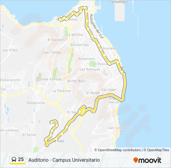 25 Bus Line Map