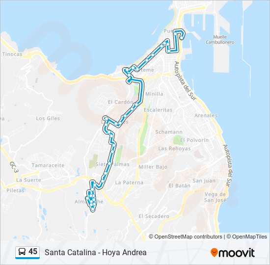 Mapa de 45 de autobús