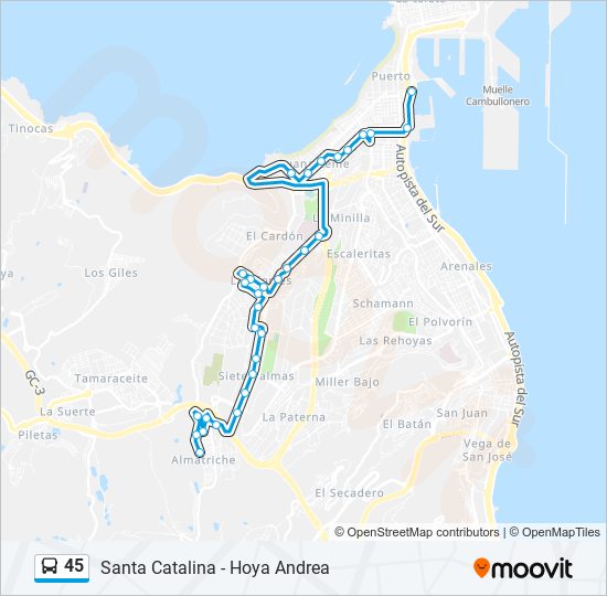 45 bus Mapa de línia