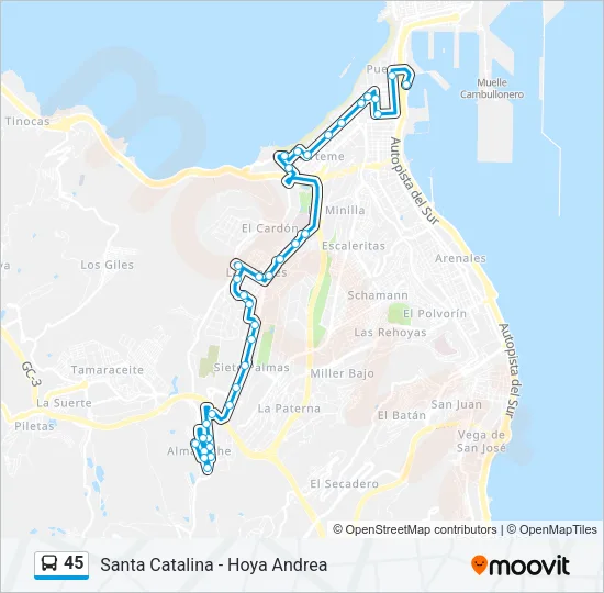 45 Bus Line Map