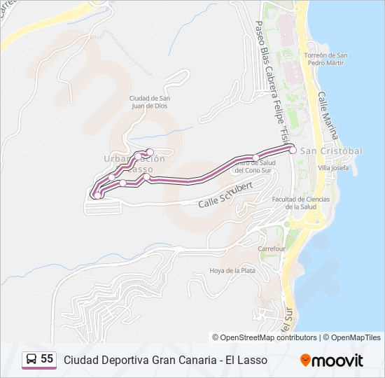 55 bus Mapa de línia