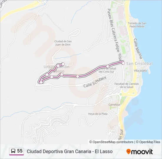 55 Bus Line Map