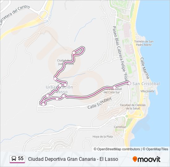 55 bus Line Map