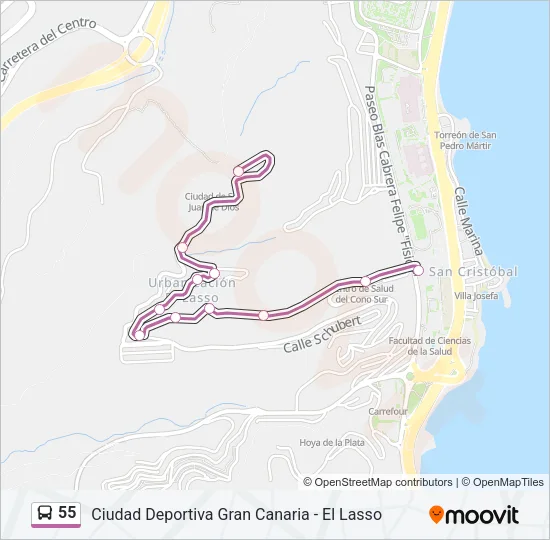 55 Bus Line Map