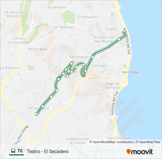 70 bus Mapa de línia