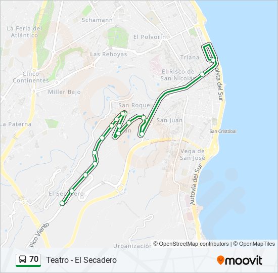 Mapa de 70 de autobús