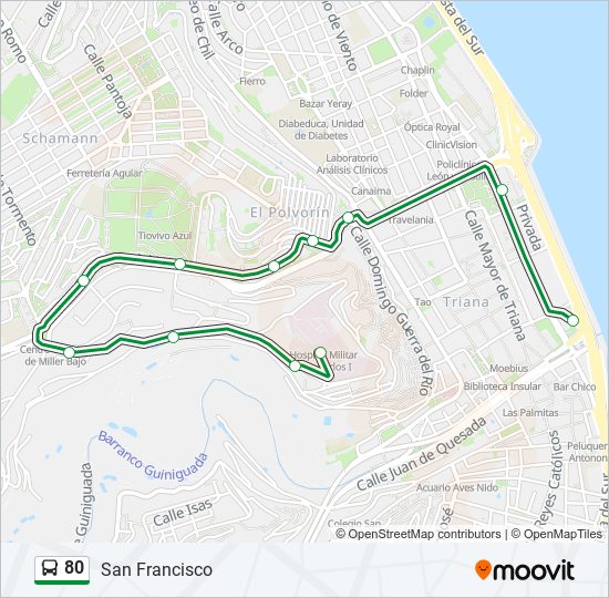 Mapa de 80 de autobús