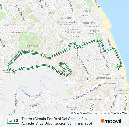 80 Bus Line Map