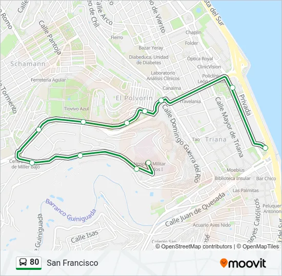 80 Bus Line Map