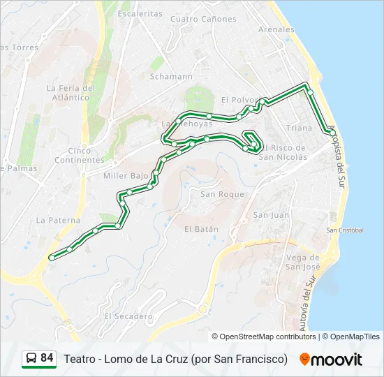 84 Bus Line Map