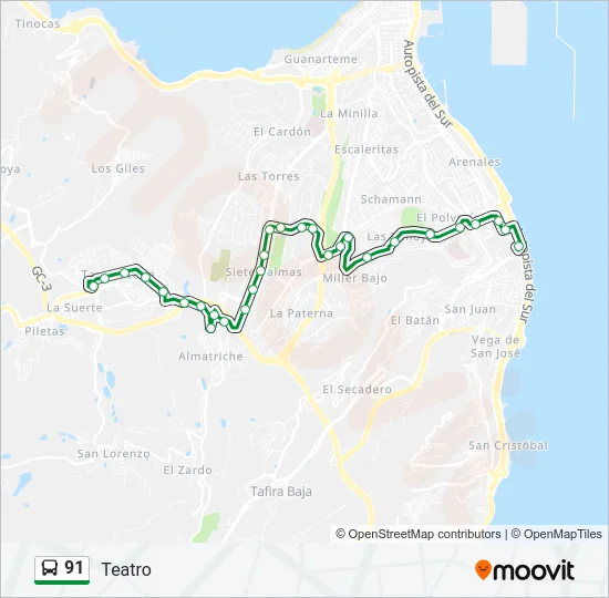 91 Bus Line Map