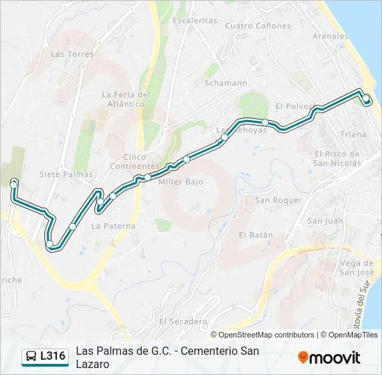 L316 Bus Line Map