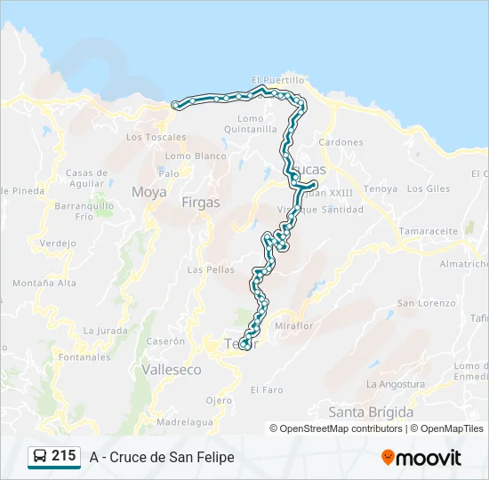 215 Bus Line Map