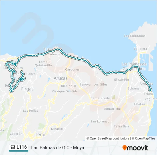 L116 Bus Line Map