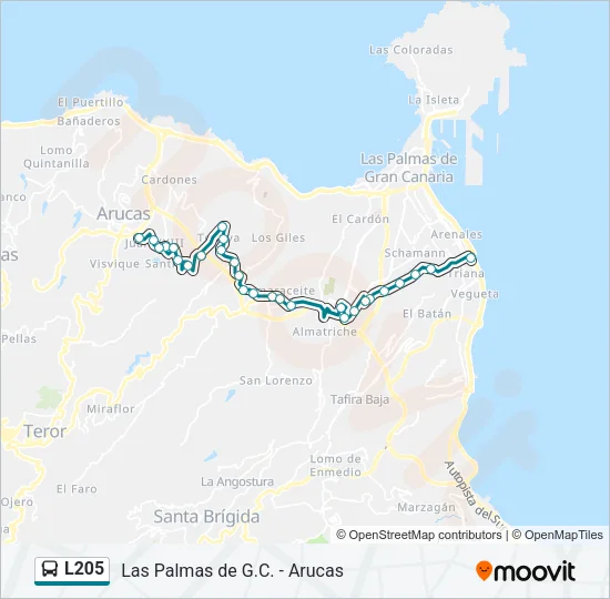 L205 Bus Line Map