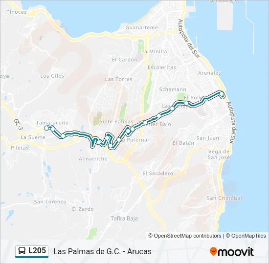 L205 Bus Line Map