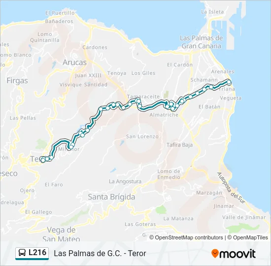 L216 Bus Line Map