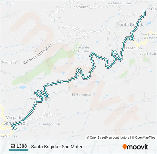 L308 Bus Line Map