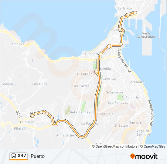 X47 bus Mapa de línia